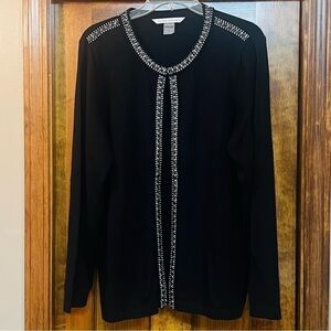 Open Cardigan Embellished Cotton Blend‎ Sz L EUC Peter Nygard